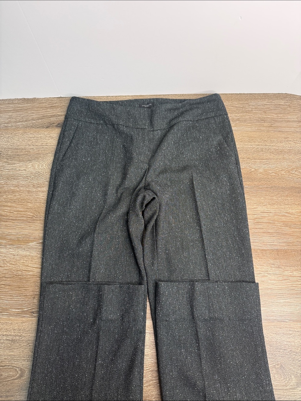 Ann Taylor Factory Curvy Fit Black/Gray Speckled Wide Leg Career Pants Size 4